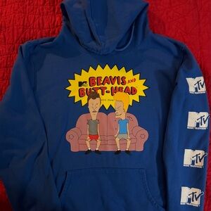 Rare kids MTV Blue Beavis and Butt-Head collectible Hoodie